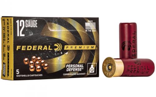 Federal Personal Defense, 12 Gauge, 2.75, 00 Buck, Buckshot, 9 Pellets, 5 Round Box PD13200