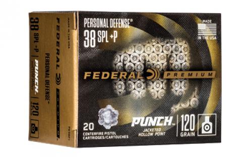 Federal Premium, Punch, 38 Special, 120 Grain, Jacketed Hollow Point, 20 Round Box PD38P1