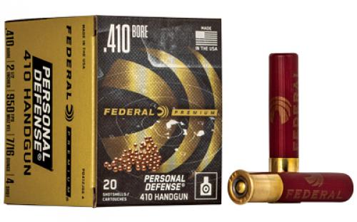 Federal Personal Defense, 410 Gauge, 2.5", #4 Shot, 20 Round Box PD412JGE4