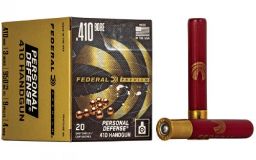 Federal Personal Defense, 410 Gauge, 3, Buckshot, 9 Pellets, 20 Round Box, Designed for Handgun PD413JGE4B