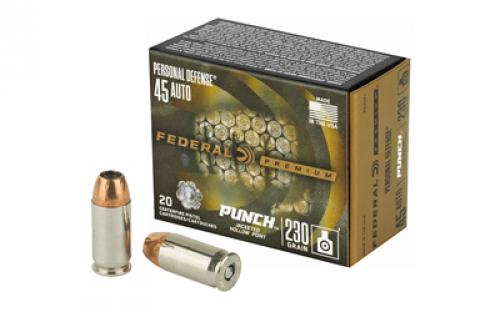 Federal Personal Defense, Punch, 45 ACP, 230Gr, Jacketed Hollow Point, 20 Round Box PD45P1