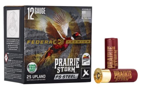 Federal Premium, Prairie Storm, 12 Gauge 3, FS Steel. #4, 1 1/8 oz, Steel Shot, 25 Round Box PFSX143FS4