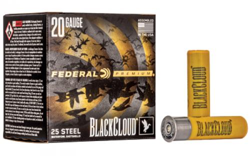 Federal Premium, Black Cloud FS Steel with Flightcontrol Flex Wad, 20 Gauge 3, #2, 1 oz, Steel Shot, 25 Round Box PWBX2092