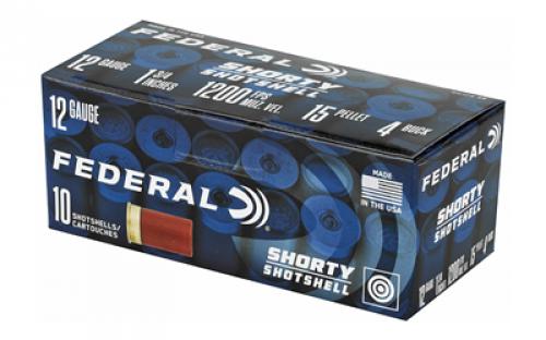 Federal Shorty Shotshell, 12 Gauge 1.75", #4 Buckshot, 10 Rd Box, 100Rd Case SH1294B