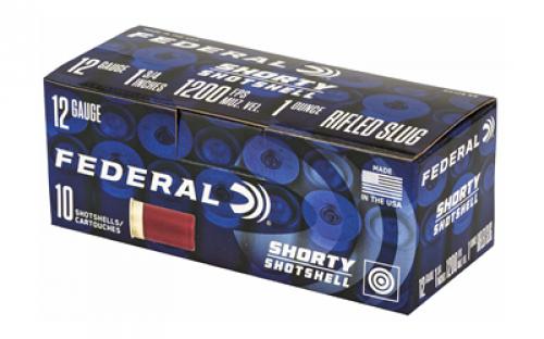 Federal Shorty Shotshell, 12 Gauge 1.75", Rifled Slug, 10Rd Box, 100Rd Case SH129 RS