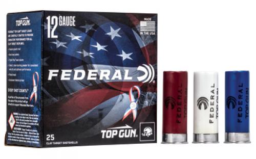 Federal Top Gun, Red, White, and Blue Hulls, 12 Gauge 2.75, #8, 1 1/8 oz, 25 Round Box, 1,145 FPS TGL12US8