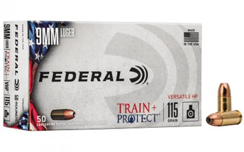 Federal Train & Protect, 9MM, 115 Grain, Versatile Hollow Point, 50 Round Box TP9VHP1