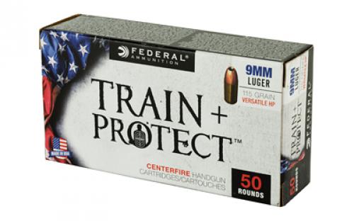 Federal Train & Protect, 9MM, 115 Grain, Versatile Hollow Point, 50 Round Box TP9VHP1