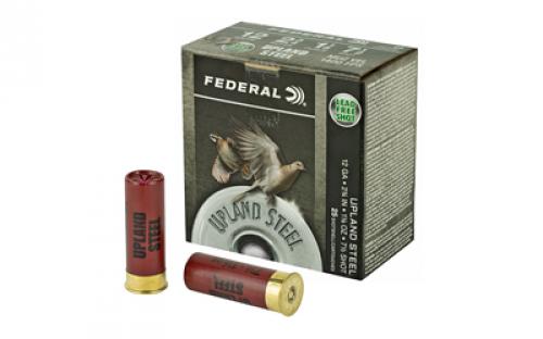 Federal Upland Steel, 12 Gauge 2.75, #7.5, 1 1/8 oz, Steel Shot, 25 Round Box, California Certified Nonlead Ammunition USH1275