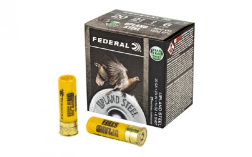 Federal Upland Steel, 20 Gauge 2.75, #6, 7/8 oz., Steel Shot, 25 Round Box, California Certified Nonlead Ammunition USH206