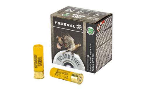 Federal Upland Steel, 20 Gauge 2.75, #7.5, 7/8 oz., Steel Shot, 25 Round Box, California Certified Nonlead Ammunition USH2075