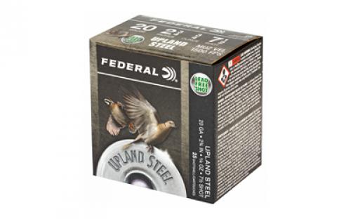 Federal Upland Steel, 20 Gauge 2.75", #7.5, 7/8 oz., Steel Shot, 25 Round Box, California Certified Nonlead Ammunition USH2075