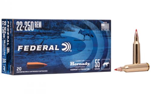 Federal Varmint and Predator, V-Max, 22-250 Remington, 55 Grain, 20 Round Box V22250VM2