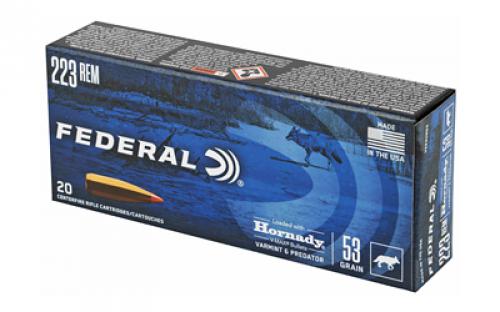 Federal Varmint and Predator, V-Max, 223 Remington, 53 Grain, 20 Round Box V223VM53