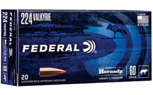 Federal Varmint and Predator, 224 Valkyrie, 60 Grain, V-Max, 20 Round Box V224VLKVM60