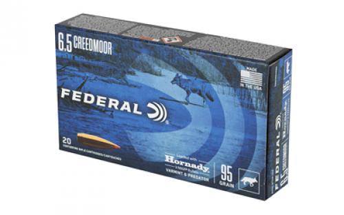 Federal Varmint and Predator, V-Max, 6.5 Creedmoor, 95 Grain, 20 Round Box V65CRDVM95