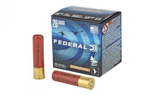 Federal Speed-Shok Hight Velocity Steel Shot, 28 Gauge 2.75, #6, Steel Shot, 25 Round Box WF2836