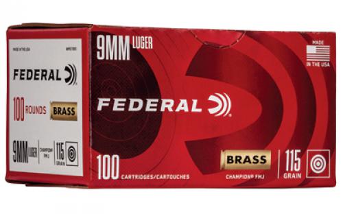 Federal Champion, 9MM, 115 Grain, Full Metal Jacket, 100 Round Box WM51991