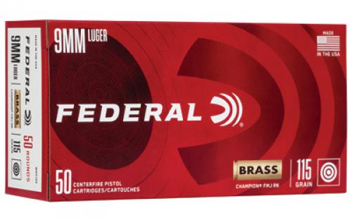 Federal Champion, 9MM, 115Gr, Full Metal Jacket, 50 Round Box WM5199