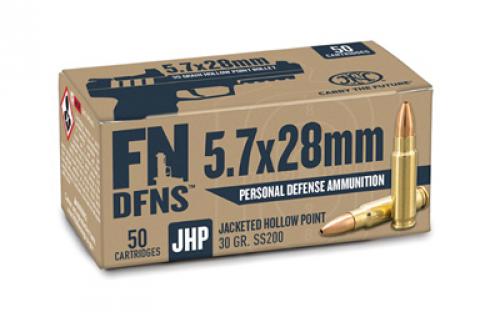 FN America Personal Defense, 5.7X28MM, 30 Grain, Jacketed Hollow Point, 50 Round Box 10700029