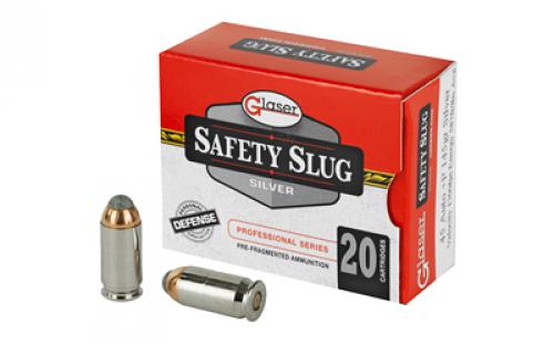 Glaser Silver, 45 ACP, 145 Grain, Pre-Fragmented, +P, 20 Round Box GL04800/20