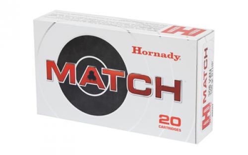 Hornady Match Ammunition, 308 Win, 168 Grain, Boat Tail Hollow Point, 20 Round Box 8097