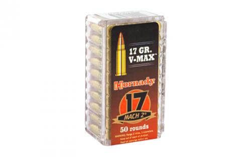 Hornady Varmint Express, 17 Hornady Mach 2, 17 Grain, V-Max, 50 Round Box 83177