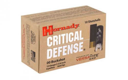 Hornady Critical Defense, 12 Gauge, 2.75", 00 Buck, Buckshot, 10 Round Box 86240