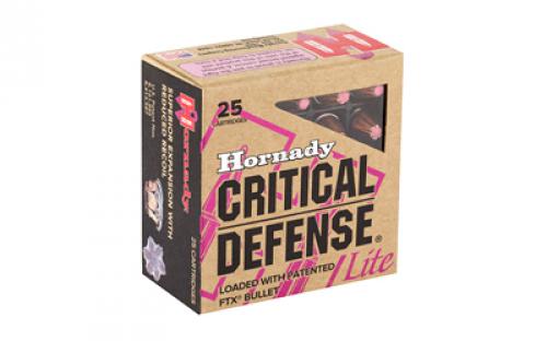 Hornady Critical Defense Lite, 9MM, 100 Grain, Flex Tip, 25 Round Box 90240