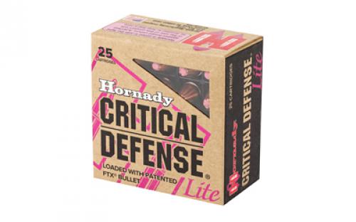 Hornady Critical Defense Lite, 9MM, 100 Grain, Flex Tip, 25 Round Box 90240