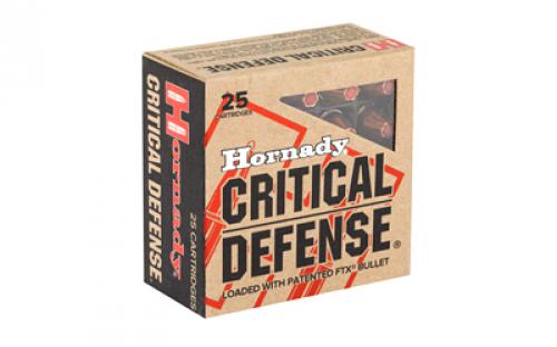 Hornady Critical Defense, 9MM, 115 Grain, Flex Tip, 25 Round Box 90250