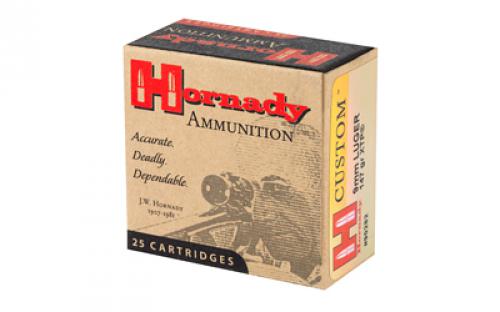 Hornady Custom, Self Defense, 9MM, 147 Grain, XTP, 25 Round Box 90282