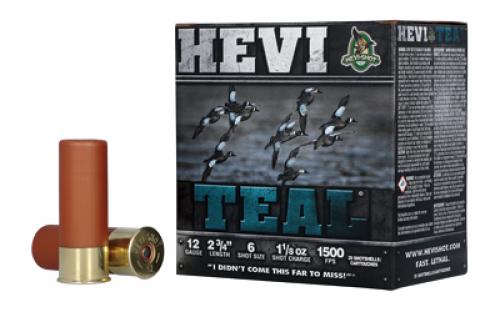 HEVI-Shot HEVI-SHOT, HEVI-TEAL, 12 Gauge 2.75, #6, 1 1/8 oz, Bismuth, 25 Round Box HS61226