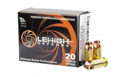 Lehigh Defense Xtreme Defense, 45 ACP, 135 Grain, XD FTM, 20 Round Box LA45-135-XD