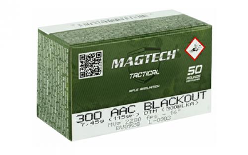 Magtech First Defense, 300 Blackout, 115 Grain, Hollow Point Flat Base, 50 Round Box 300BLKA