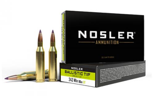 NOSLER 243 Winchester, 90 Grain, Ballistic Tip, 20 Round Box 40050