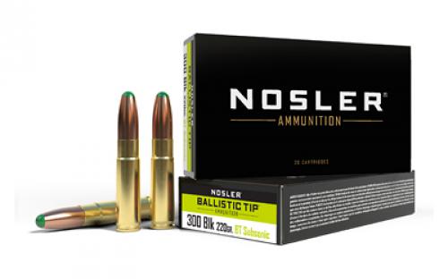 NOSLER Suppressor Ready, 300 Blackout, 220 Grain, Ballistic Tip, 20 Round Box 61050