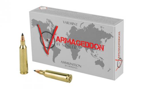 NOSLER Varmageddon, 22-250 Remington, 55 Grain, Flat Base Tipped, 20 Round Box 65155