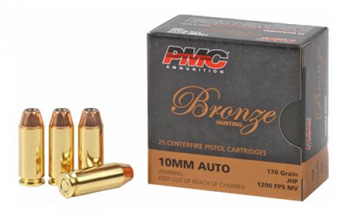 PMC Bronze Ammunition, 10MM, 170 Grain, Jacketed Hollow Point, 25 Round Box 10B