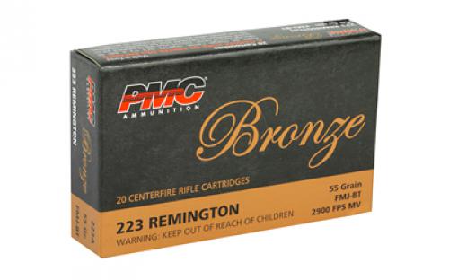 PMC Bronze, 223REM, 55 Grain, Full Metal Jacket, 20 Round Box 223A