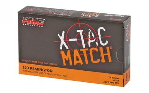 PMC XTAC Match, 223 Remington, 77 Grain, Open Tip Match, 20 Round Box 223XM