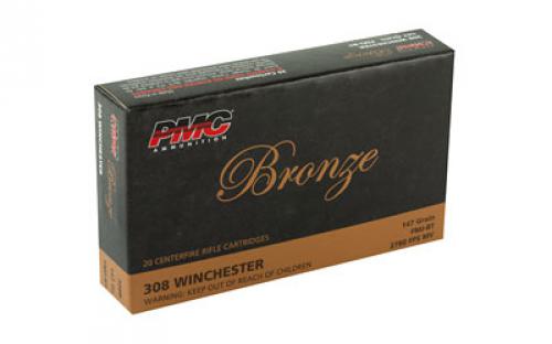 PMC Bronze, 308 Winchester, 147 Grain, Full Metal Jacket, 20 Round Box 308B