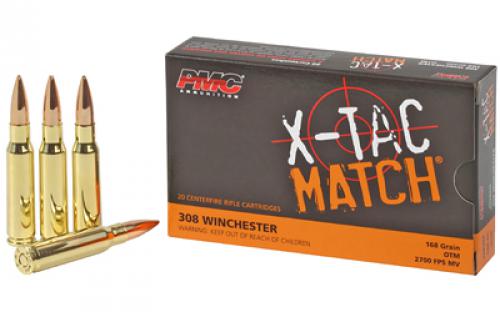 PMC XTAC Match, 308 Winchester, 168 Grain, Open Tip Match, 20 Round Box 308XM