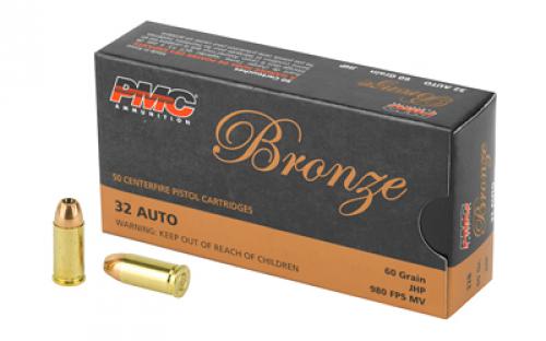 PMC Bronze, 32ACP, 60 Grain, Jacketed Hollow Point, 50 Round Box 32B