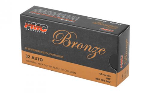 PMC Bronze, 32ACP, 60 Grain, Jacketed Hollow Point, 50 Round Box 32B