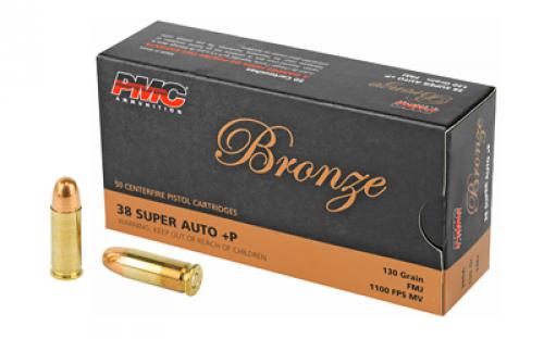 PMC Bronze, 38 Super +P, 130 Grain, Full Metal Jacket, 50 Round Box 38SA