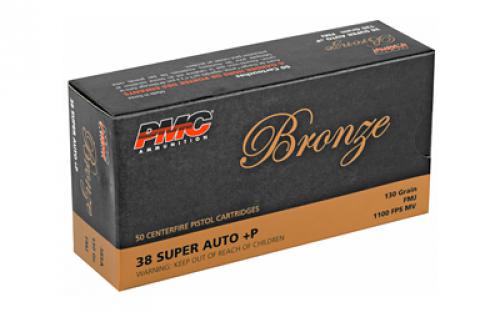 PMC Bronze, 38 Super +P, 130 Grain, Full Metal Jacket, 50 Round Box 38SA