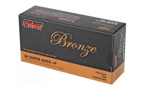 PMC Bronze, 38 Super +P, 130 Grain, Full Metal Jacket, 50 Round Box 38SA