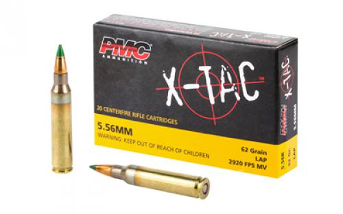 PMC XTAC, 556NATO, 62 Grain, LAP, 20 Round Box, Green Tip 5.56K