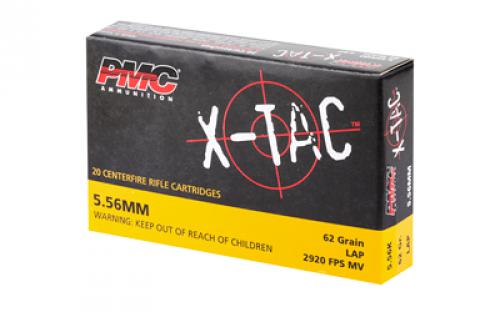 PMC XTAC, 556NATO, 62 Grain, LAP, 20 Round Box, Green Tip 5.56K